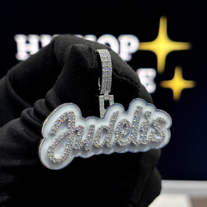 Custom <b>White</b> Enamel Moissanite <b>Name</b> Pendant <b>Gold</b> Plated Iced Out Hip Hop Style Letter <b>Necklace</b> for Men & Women - Product Image 6