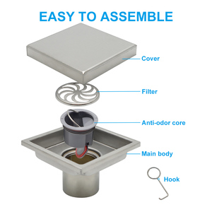 4 inch vuông tắm cống sàn bạc Thép không gỉ gạch chèn sàn cống cho phòng tắm chất thải cổng vòi hoa sen <span class=keywords><strong>drainer</strong></span> - Product Image 3
