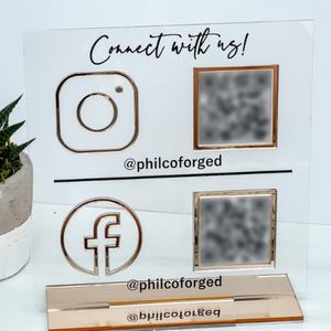 Customize Tabletop Acrylic or <b>Wooden</b> Facebook Ins <b>Plaque</b> Gold Qr Code Beauty Sign Business Social Media Sign With Stand - Product Image 3