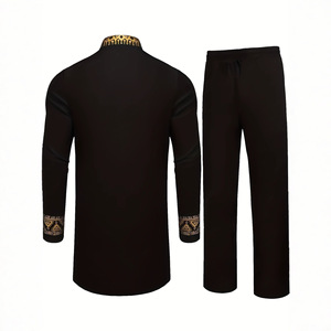Ankara-Ensemble dashiki deux pièces pour hommes, vêtements africains, chemise à imprimé doré, caftan, haut de Dubaï, pantalon, costume musulman, <span class=keywords><strong>tenue</strong></span> formelle - Product Image 2