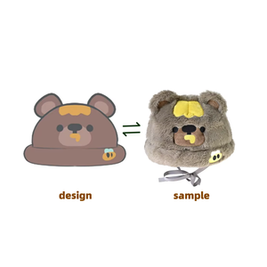 Chapeaux animaux amusants en peluche personnalisés chapeau d'hiver de dessin animé pour bébé chapeau de protection d'oreille chaud et coupe-vent en peluche de style coréen - Product Image 1
