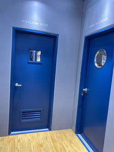 דלת אש מזכוכית עם תו תקן UL של מפעל סיני, דלת אש ממתכת עמידה באש למשך שעה, דלת אש מפלדה עם זכוכית אש וידית דחיפה להתרעת חירום - Product Image 4