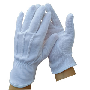 Guantes de algodón recubiertos de color blanco con puntos de agarre Guantes de seguridad de uso general Soldadura de construcción Trabajo de jardín Función protectora - Product Image 1
