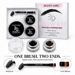 SEVEN GIRL Kit Sourcils 3-en-1 Formule 3D : Pommade, Gel <span class=keywords><strong>Transparent</strong></span> et Cire Coiffante Noire et Brune avec Brosse Double Embout Longue Durée - Product Image 4