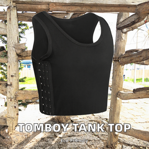 Canotte da donna casual stile tomboy, traspiranti ed ecologiche, con elastico, nuovo design, 100% Spandex/Cotone, in tessuto a tinta unita, 220g - Product Image 2