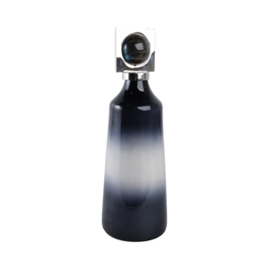 Vaso in vetro conico con coperchio in pietra e metallo per decorazioni da soggiorno, vaso decorativo per fiori, centrotavola. - Product Image 2