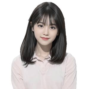 Perruque longue et droite pour femme Ak01 avec frange latérale, en fibre Kanekalon, tête entière, ligne de cheveux naturelle, dentelle transparente - Product Image 1