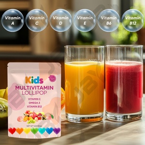 Çocuk Sağlığı ve Enerji Takviyesi İçin Çoklu Vitaminli Lolipop İçeren Toptan Özel Markalı Meyve Aromalı Vegan Formül - Product Image 5