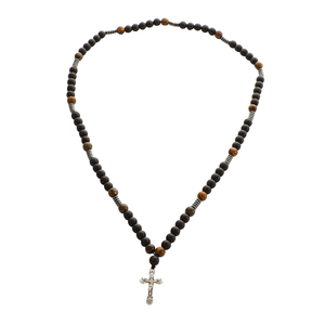 クリスチャン聖ベネディクトロザリオネックレスタイガーアイビーズ黒アゲスクロストレンドビーズブレスレットカトリックコプト - Product Image 6