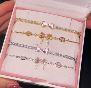 Fanhua Marken-Schmuck Modisches Edelstahl Wasserdichtes Nicht Anlaufendes 18K Vergoldetes Rosa Schleifenarmband - Product Image 1