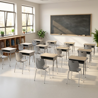 Bureaux et chaises d'école réglables en hauteur au design moderne, avec boîte à livres métallique ouverte, pour étudiants, utilisation dans la chambre/salon, certifiés CE