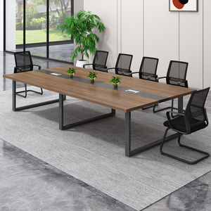 Modern, Minimalist Wood-grain Office Conference Tables and Chairs Suitable for <b>Small</b> Meeting Rooms or School Principals' Offices - Product Image 5