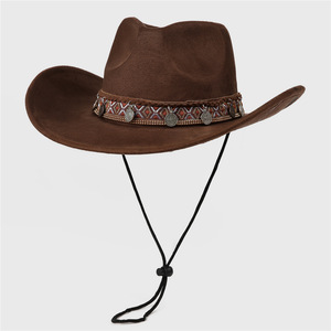 JAKIJAYI Solid Color <strong>Western</strong> Cowboy <strong>Hat</strong> Winter Warm <strong>Hat</strong> Retro Men Fedora <strong>Hat</strong> Wide Brim Felt Cap Wholesale - Product Image 1