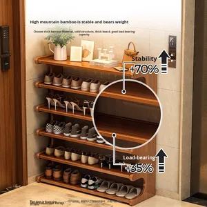 Meuble de Rangement à Chaussures Moderne en Bois Multi-Couches avec Porte Anti-Poussière Design Simple pour Dortoir Chambre Salon - Product Image 4