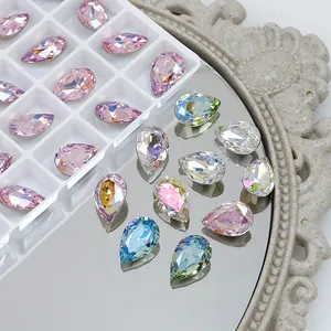 Diamantes de imitación de cristal en forma de gota, piedra de lujo de cristal K9, cuentas de piedras preciosas sueltas al por mayor para hacer joyas, arte de uñas