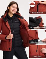 Veste de ski imperméable 3 en 1 pour femme Pioneer Camp, coupe-vent, doublure matelassée isolante, veste d'hiver, imperméable pour l'extérieur