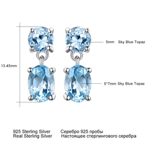 Pendientes <span class=keywords><strong>de</strong></span> Plata <span class=keywords><strong>de</strong></span> Ley 925 con Topacio Azul Cielo Ovalado Facetado <span class=keywords><strong>para</strong></span> <span class=keywords><strong>Mujer</strong></span>, Regalo <span class=keywords><strong>de</strong></span> Navidad, Joyería Fina - Product Image 6