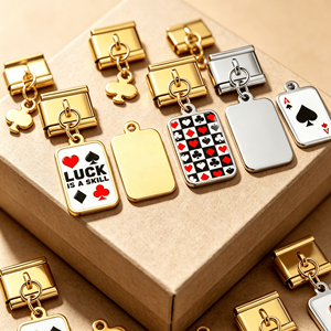 Wholesale Hot Sales <b>Playing</b> <b>Cards</b> Poker Italian Charm Pendant Link Fit 9mm Stainless Steel Bracelet DIY Making Jewelry Women Man - Product Image 2