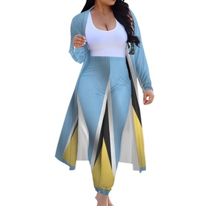 Best seller mantello a maniche lunghe da donna Set <span class=keywords><strong>testo</strong></span> personalizzato Casual donna 2 pezzi abbigliamento all'ingrosso bandiera della repubblica dominicana abbigliamento - Product Image 5