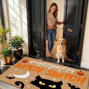 Tapis d'entrée Yazheng en imitation fibre de coco, style Halloween, lavable à l'eau, pour intérieur et extérieur - Product Image 4