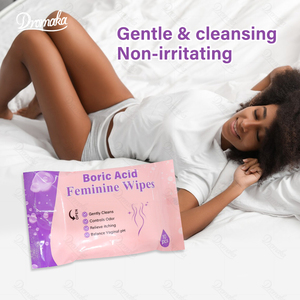 Lingettes intimes bio Dromaka OEM <span class=keywords><strong>pour</strong></span> le nettoyage quotidien, soin féminin, pH équilibré, hygiène <span class=keywords><strong>intime</strong></span>, lingettes féminines à l'acide borique - Product Image 3