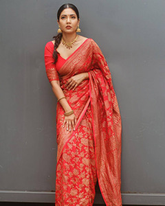 Saree indien de bonne qualité dernier Banarasi Saree en soie douce pour mariage et fête au prix de gros du fabricant indien - Product Image 3