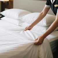 Vente en gros sans plis pour hôtel américain de luxe 100% coton drap-housse pour hôtel drap plat et taie d'oreiller ensemble de draps de lit