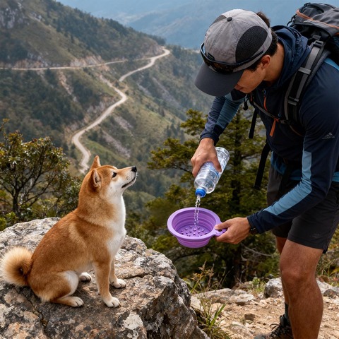 350ml Paw Hook Hole Foldable Bowl - Dog Claw Silicone Feeder for Licking, Food & Water