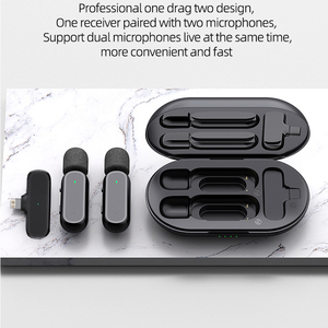 New 1 Drag 2 Lavalier 2.4Ghz 2 in 1 Portable Mini Recording Live Dual <b>Wireless</b> <b>Microphone</b> With Charger Case - Product Image 5
