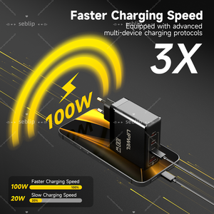 Cargador Multi-Puerto 4 en 1 de 100W GaN con Enchufe Europeo, Carga Rápida, 4 Puertos USB (3 USB-C 1 USB-A), PD 3.0 para Laptop y Teléfono Móvil, QC3.0 - Product Image 4