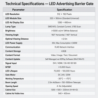 Barrera de Seguridad Automática con Pantalla LED Publicitaria, Control de Acceso de Vehículos por RFID