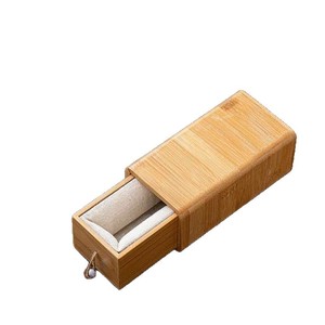 Caja de almacenamiento de bambú rectangular con forro de terciopelo extraíble para pulseras de nueces 380g ZD 43566 - Product Image 5