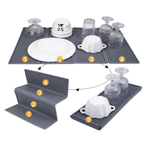 Tapete de Silicona Grande para Mesa de Cocina, Tapete Plegable de Silicona para Escurrir, Tapete Creativo de Cuatro Pliegues para Secar Utensilios de Cocina - Product Image 6