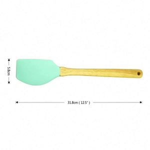Non-Stick Flexible Cooking Utensils Heat-Resistant <b>Baking</b> Tools <b>Silicone</b> Brush Spatula Spoon Scraper with Wooden Handle - Product Image 5