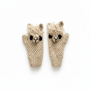 Mitaines tricotées avec un adorable motif 3D d'<span class=keywords><strong>alpaga</strong></span>, gants d'hiver chauds amusants et ludiques pour enfants et tout-petits - Product Image 1