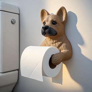 Wall Mounted <span class=keywords><strong>Dog</strong></span> Toilet Paper Holder - Cheeky Resina Canine Design com fácil substituição do rolo - Product Image 4