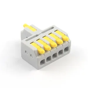 Mini 1In 5 Out sarı kolu somunu sabit delikli Splitter hızlı elektrik kablo eki Terminal bloğu evrensel kompakt konnektör
