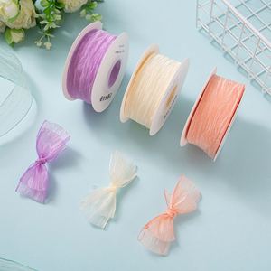 Ruban en crêpe froissé imprimé argenté 4 cm, ruban organza pour accessoires de mariage DIY, écologique, 100% polyester - Product Image 3