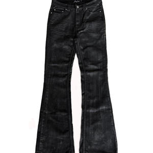 Custom Wholesale Vintage Waxed Jeans Men <b>Bell</b> Bottom Streetwear style Denim Jeans Skinny Slim Fit Black Flared Jeans for Men - Product Image 3