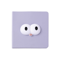 Divertido Diario de Regalo A6 con Ojos 3D, Cubierta de Cuero PU Cuadrada y Encuadernación Cosida con Hilo