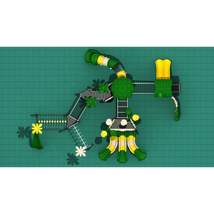 Parco giochi all'aperto con piante verdi scivoli tripli bambini giocano in sicurezza <span class=keywords><strong>divertimento</strong></span> impara a esplorare bene per i parchi - Product Image 3