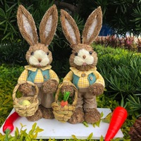Lapin de lapin tissé en herbe de Pâques créatif pour ornement de décoration de jardin