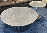 Mesa de centro de mármol natural cuadrada de lujo con luz nórdica, mesa de acento moderna de diseñador, mesa de funciones múltiples, muebles inteligentes