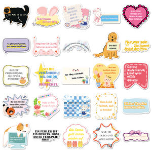 50 Stuks Fabriek-Direct Hoge Kwaliteit Cartoon Tekst Versierd Duitse Inspirerende Stickers Voor <span class=keywords><strong>Laptop</strong></span> & Telefoon Hoesjes - Product Image 4