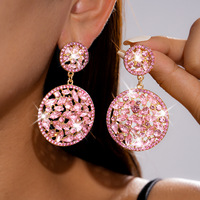 Boucles d'oreilles pendantes double cercle ajourées en alliage avec zircone cubique, style vintage bohème, bijoux fantaisie, vente en gros, cadeau