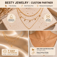 Collier superposé en acier inoxydable 316L, chaîne multi-brins ton or, pendentif à griffes en zircon, bijoux unisexe, cadeau