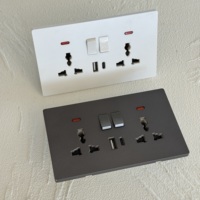 Prise murale double UK 13A universelle 250V, panneau PC fin blanc, chargeur USB-A/C, style moderne durable pour la maison et le bureau