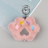 Porte-clés de poupée en peluche motif patte de chien et de chat, accessoire personnalisé, pendentif pour voiture, porte-clés de jouets d'enfants, en poils de lapin, cadeau