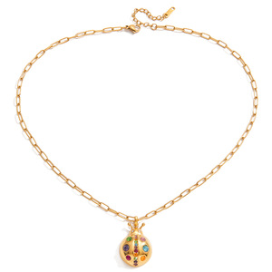 Collier pendentif coccinelle plaqué or 18 carats, zircon coloré, design insecte, pour femmes, cadeau, bijoux, accessoire de mode - Product Image 5