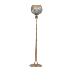 Grand porte-bougie décoratif en verre et métal pour bougies chauffe-plat et pilier, idéal pour centre de table - Product Image 1